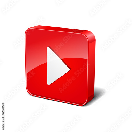 Free Download Play 3d Rounded Corner Red Vector Icon Button - GFXLoad