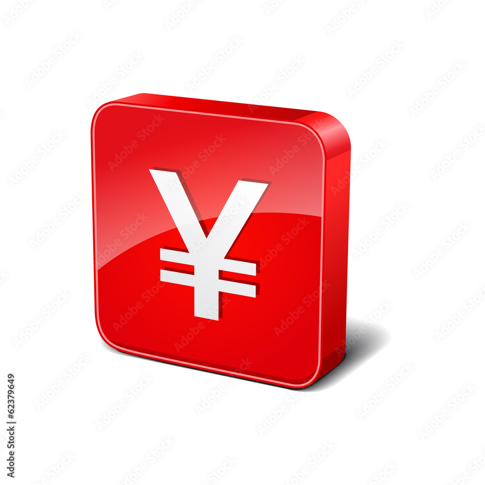Obraz premium Yen 3d Rounded Corner Red Vector Icon Button