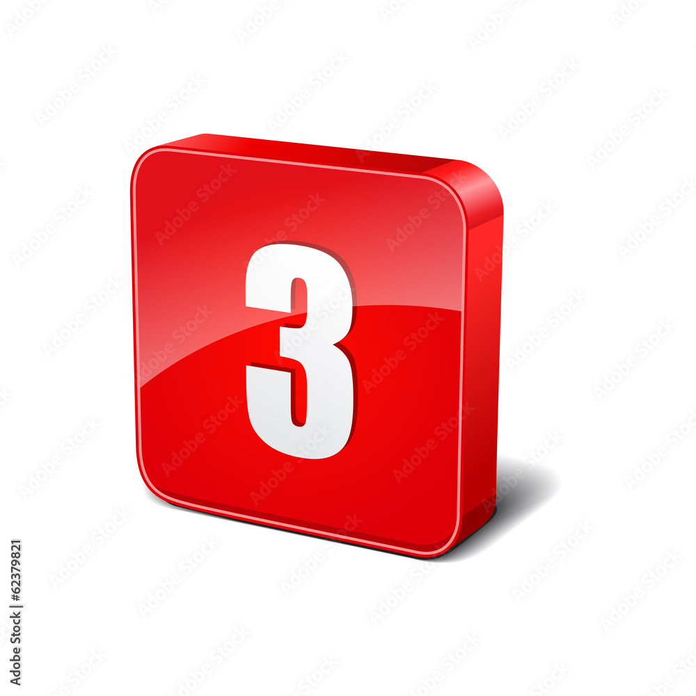 3 Three 3d Rounded Corner Red Vector Icon Button 3 Three 3d Rounded Corner Red Vector Icon Button