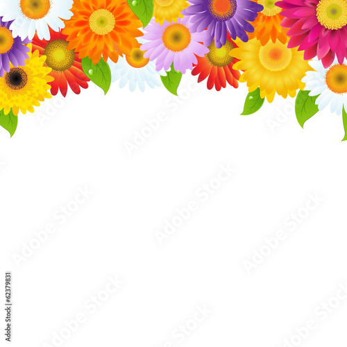 Fototapeta Naklejka Na Ścianę i Meble -  Color Gerbers Flower Frame With Bokeh