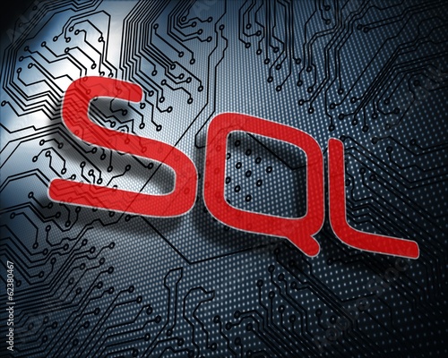Sql against illustration of circuit board photo