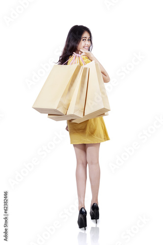 Attractive shopaholic with shopping bags