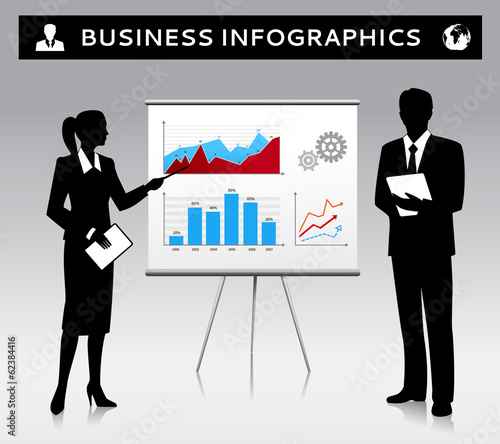 Flipchart presentation template with business people