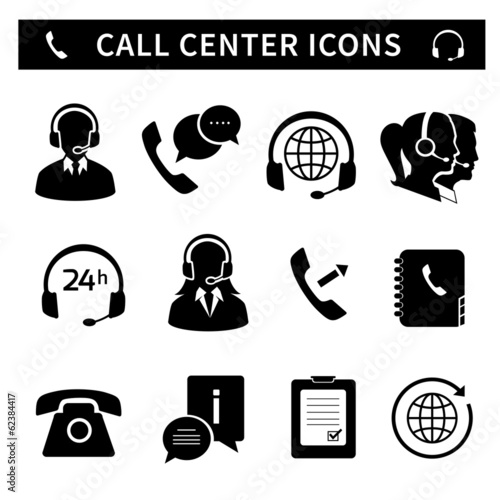 Call center service icons set