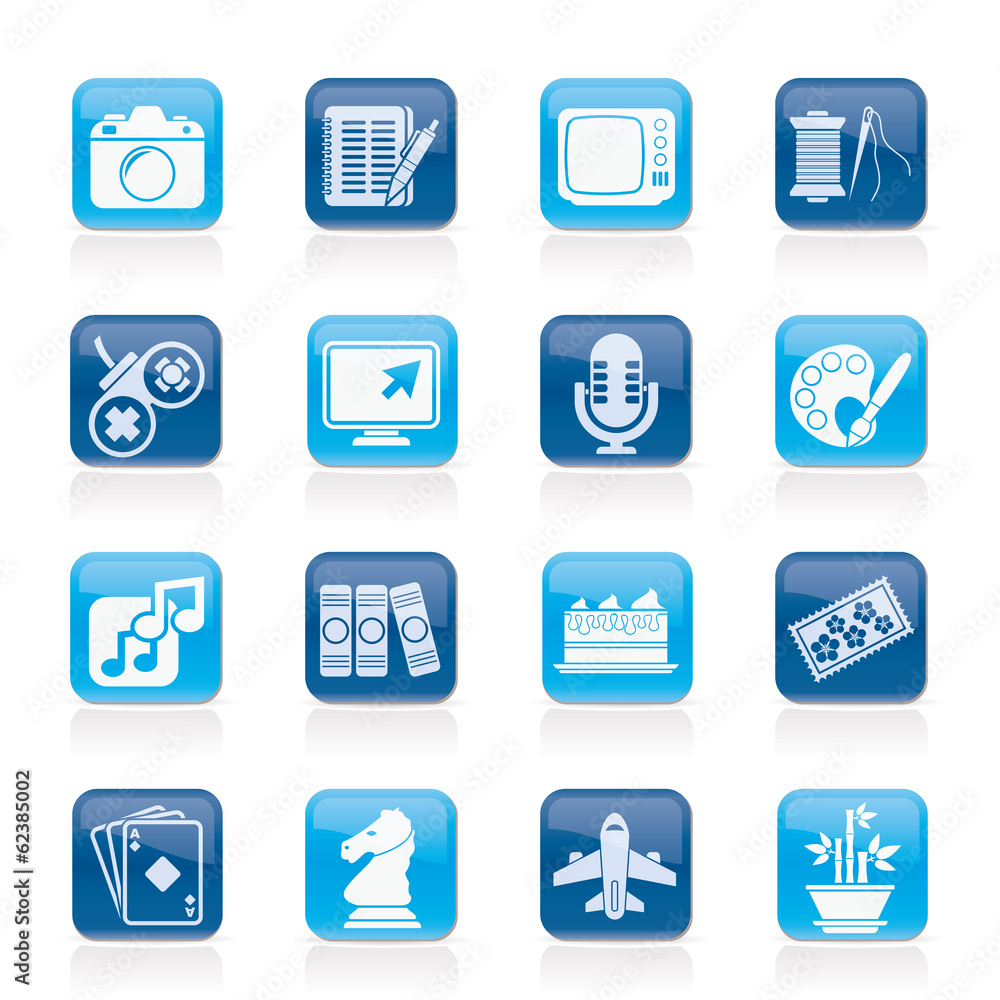 Hobbies and leisure Icons - vector icon set Hobbies and leisure Icons - vector icon set