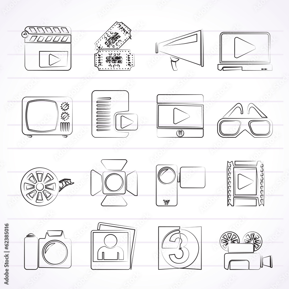 Fototapeta premium Movie and cinema icons -vector icon set