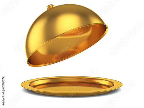 Opened golden cloche