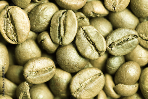 Close-up of green coffee beans