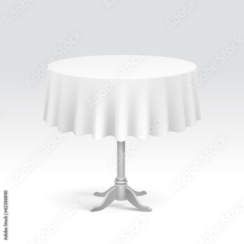 Vector Empty Round Table with Tablecloth