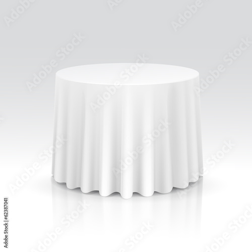 Vector Empty Round Table with Tablecloth