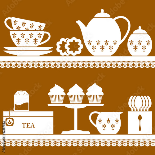 Plain coloured tea set