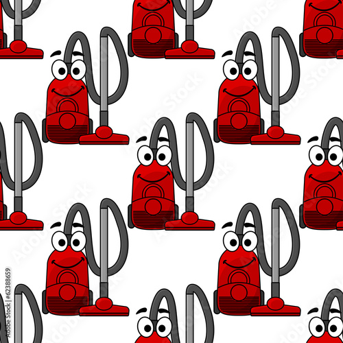 Happy smiling vacuum cleaner seamless pattern