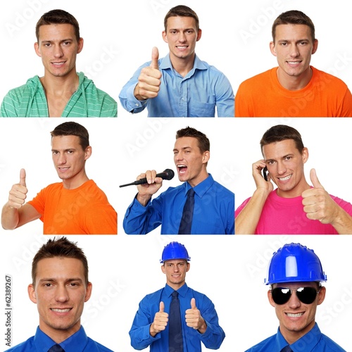 Photo mosaic of active young people