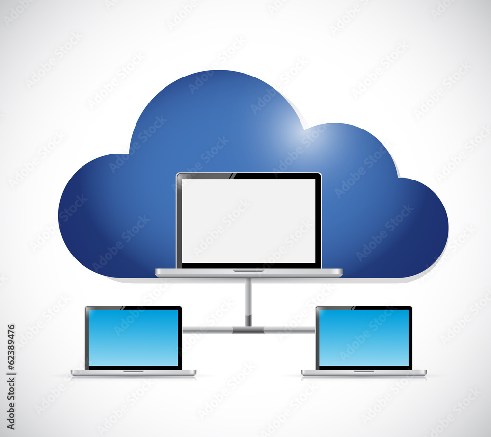 cloud and laptop network illustration design cloud and laptop network illustration design