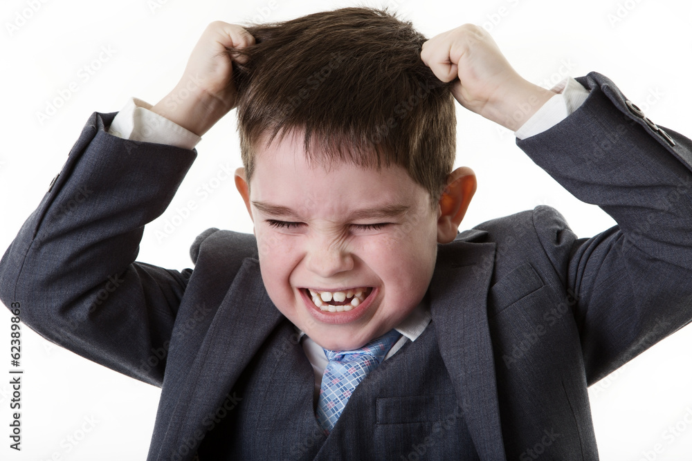 young kid dressed up as a business person