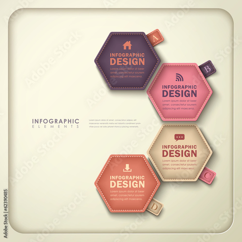 abstract hexagonal tag infographics