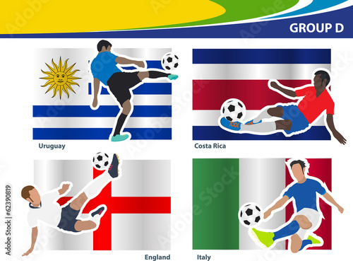 Soccer football players, Brazil 2014 group D Vector illustration