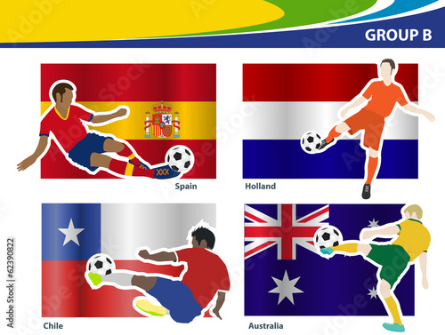 Soccer football players, Brazil 2014 group B Vector illustration