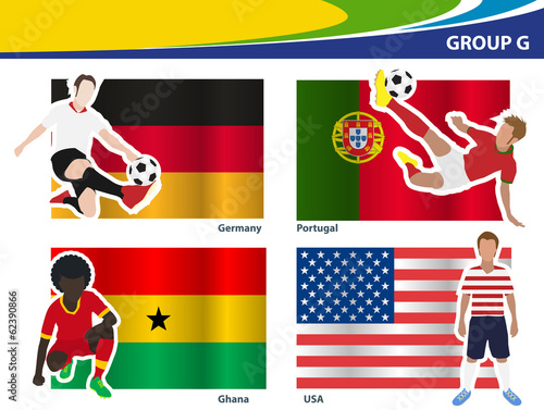 Soccer football players, Brazil 2014 group G Vector illustration