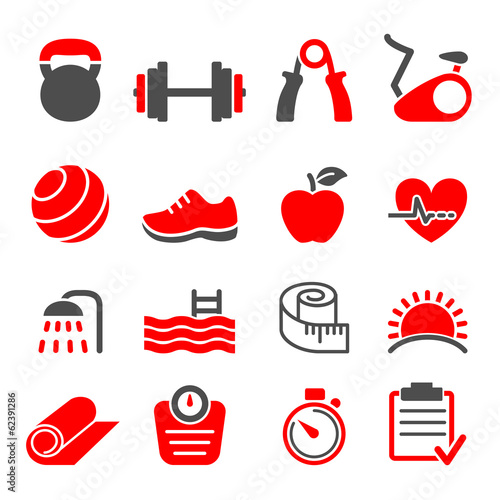 fitness club icons set vector