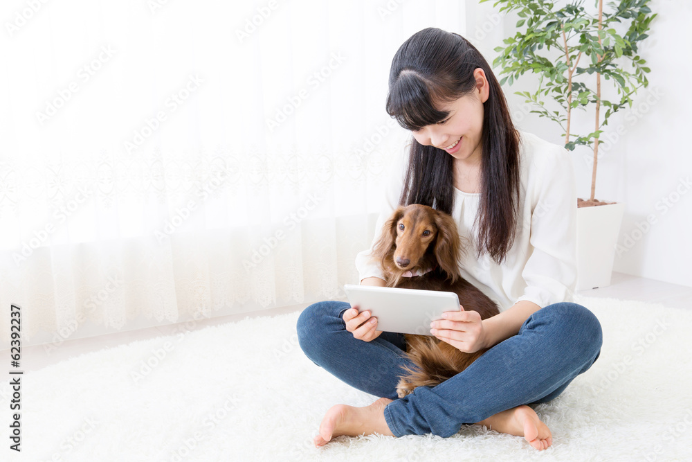 young asian woman and dog lifestyle image young asian woman and dog lifestyle image
