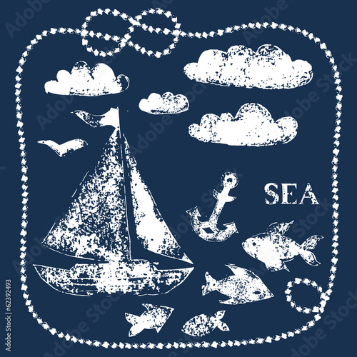 White sea themed hand print...