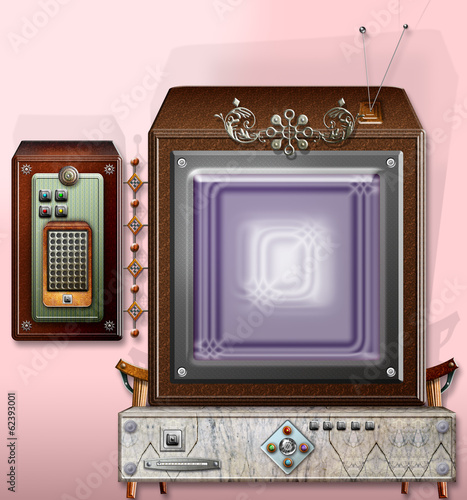 Vintage and steampunk television - series. photo