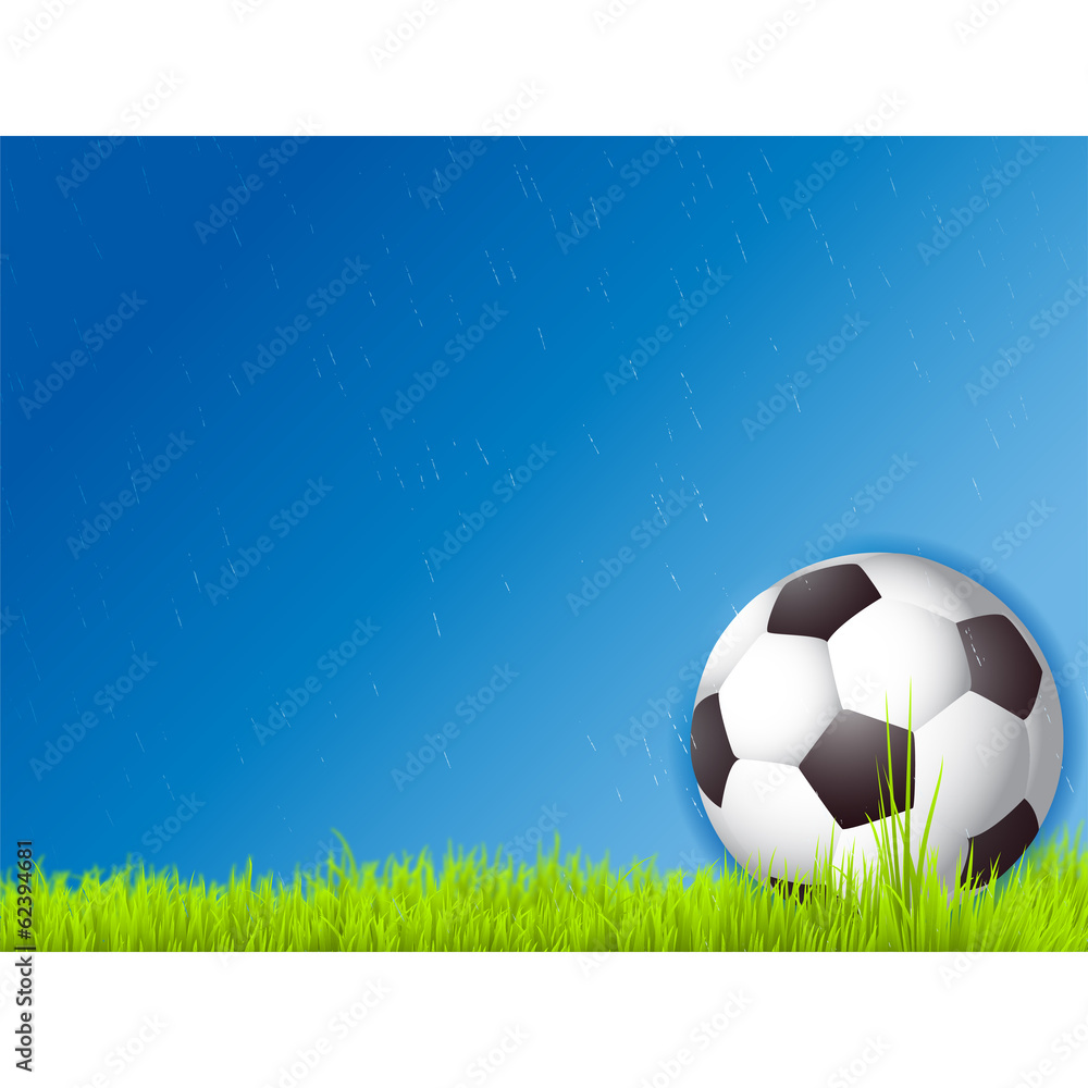 Naklejka premium Soccer ball in rain