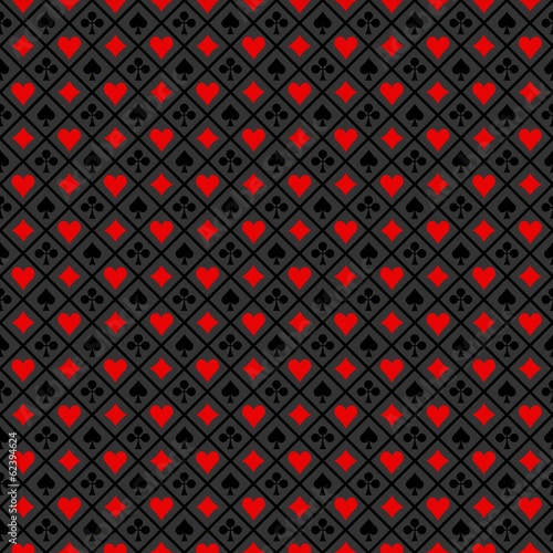 Fond symboles jeu de cartes en rouge et noir