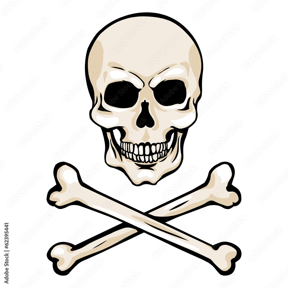 Vector Cartoon Pirate Skull with Crossbones Vector Cartoon Pirate Skull with Crossbones