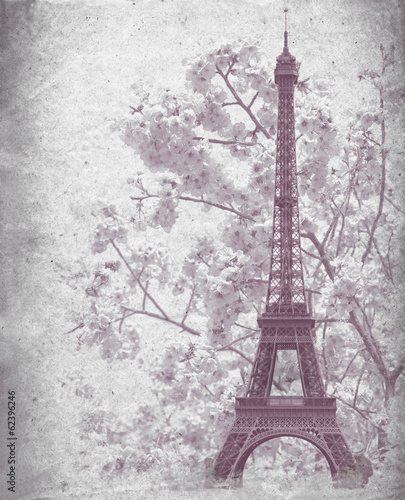 Naklejka francja sztuka retro vintage wieża