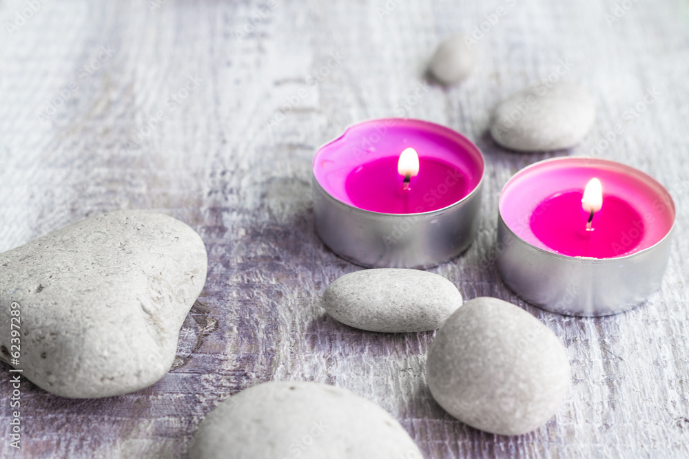 Spa concept stones aromatic candles Spa concept stones aromatic candles
