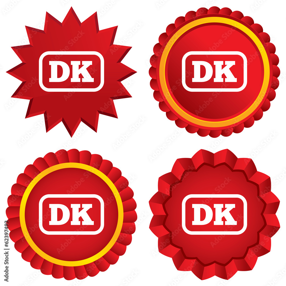 Denmark language sign icon. DK translation. Denmark language sign icon. DK translation.