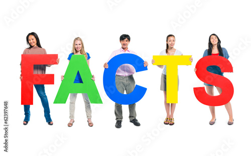 Group of World People Holding Word Facts