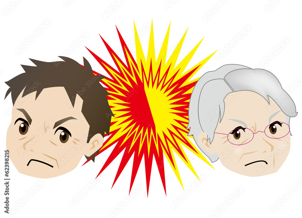 親子のにらみ合い 年配の母と息子 Stock イラスト Adobe Stock