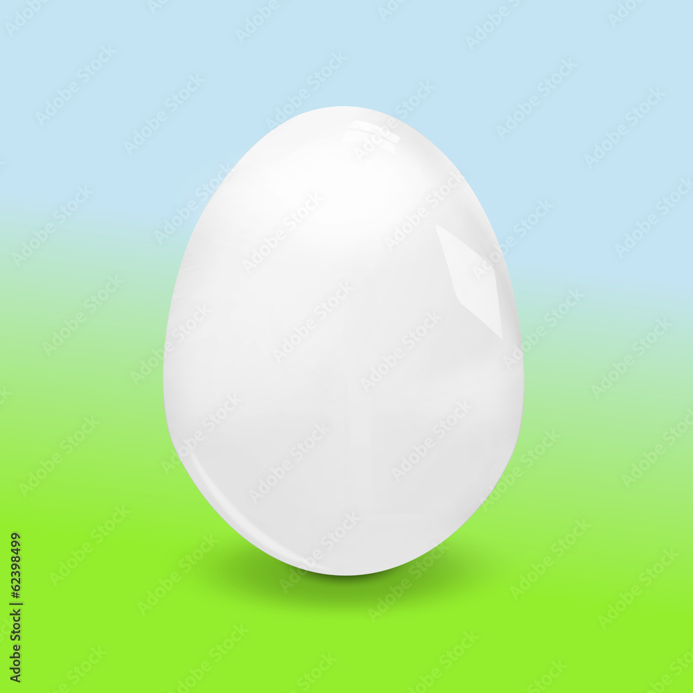 white glossy shiny egg on light blue green background white glossy shiny egg on light blue green background