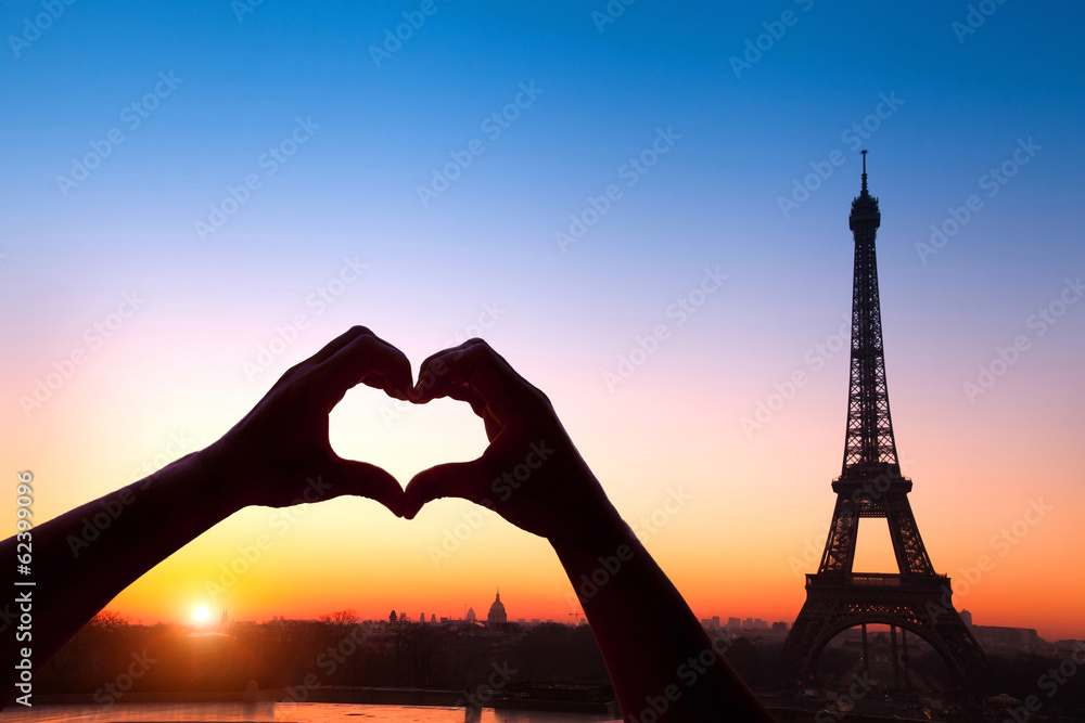 Naklejka premium miesiąc miodowy w Paryżu