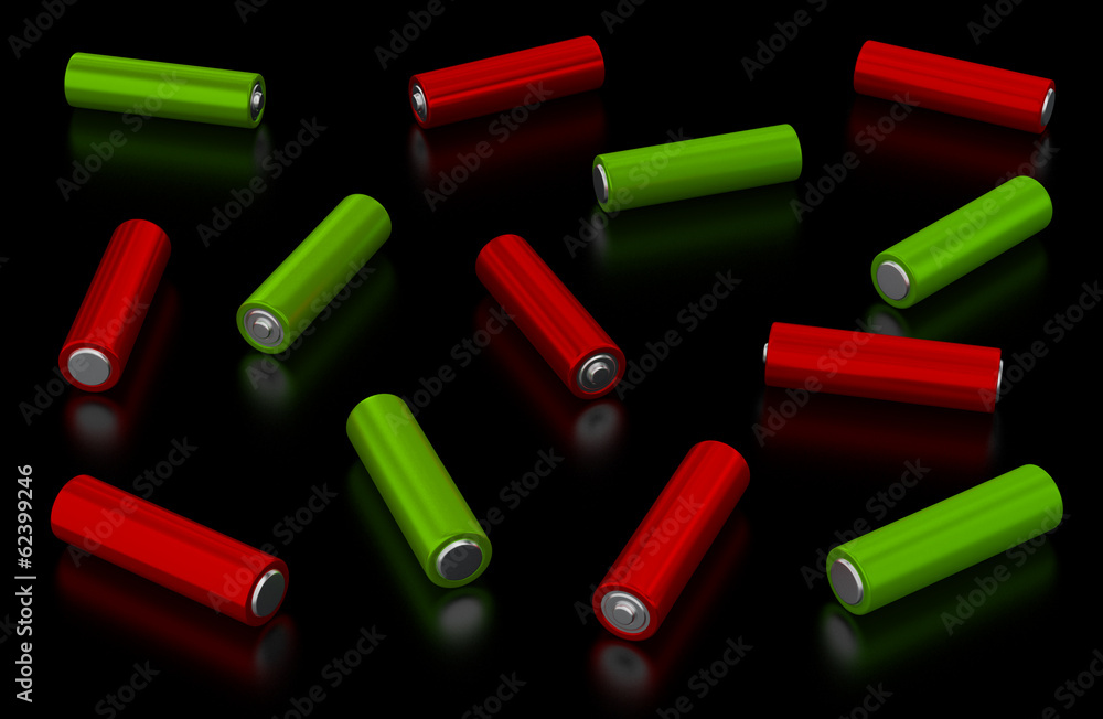 Batteries on black background Batteries on black background