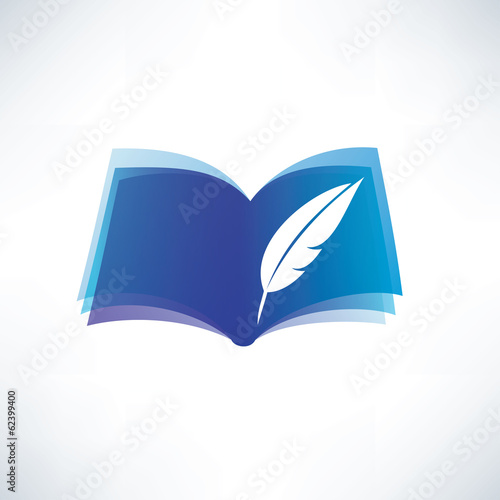 book and feather isolated symbol