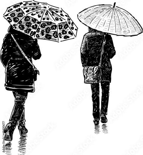 women in the rain