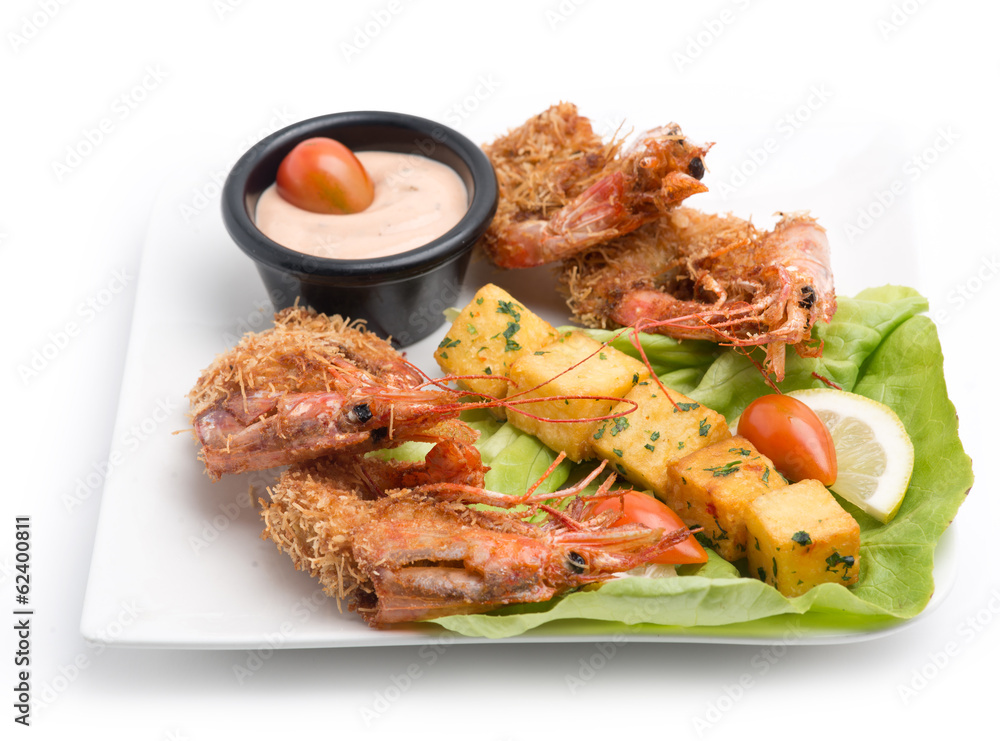 fried black tiger prawns with herbs and spices fried black tiger prawns with herbs and spices