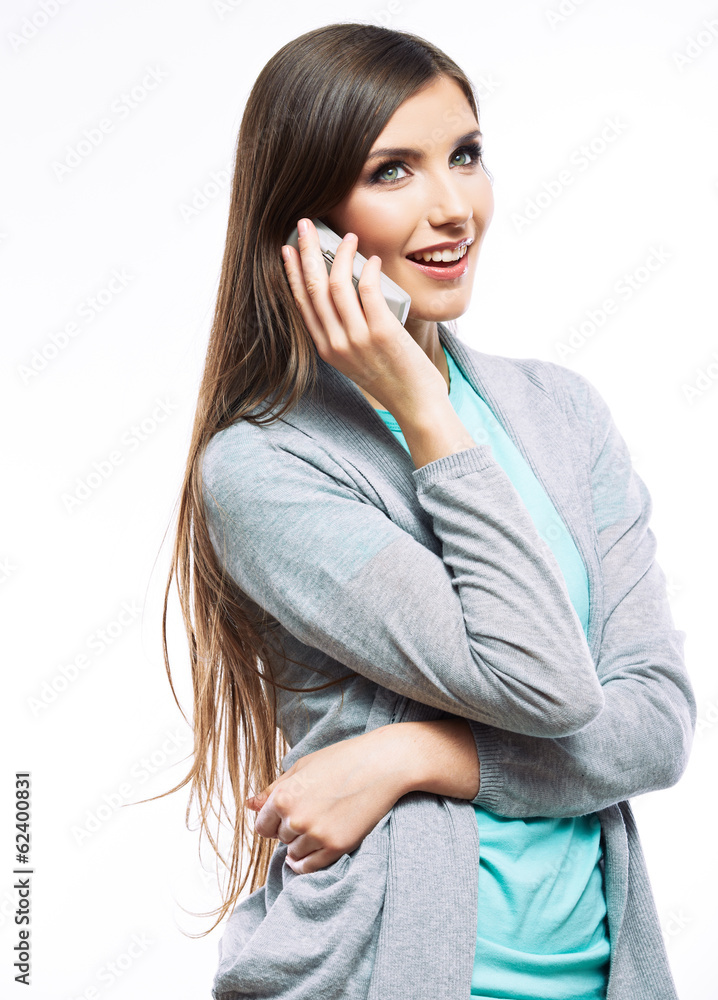 Portrait of young beautiful business woman on phone call Portrait of young beautiful business woman on phone call