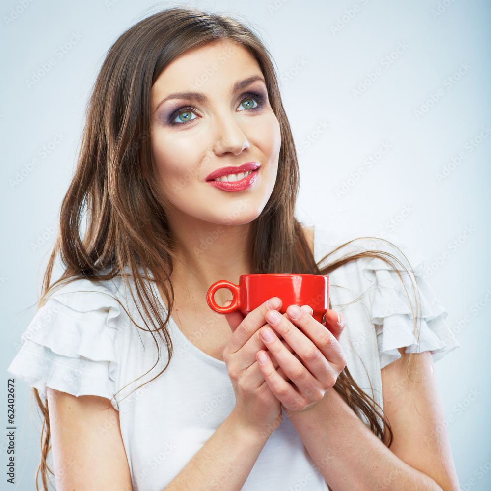 Casual style young woman posing on isolated studio background. Casual style young woman posing on isolated studio background.