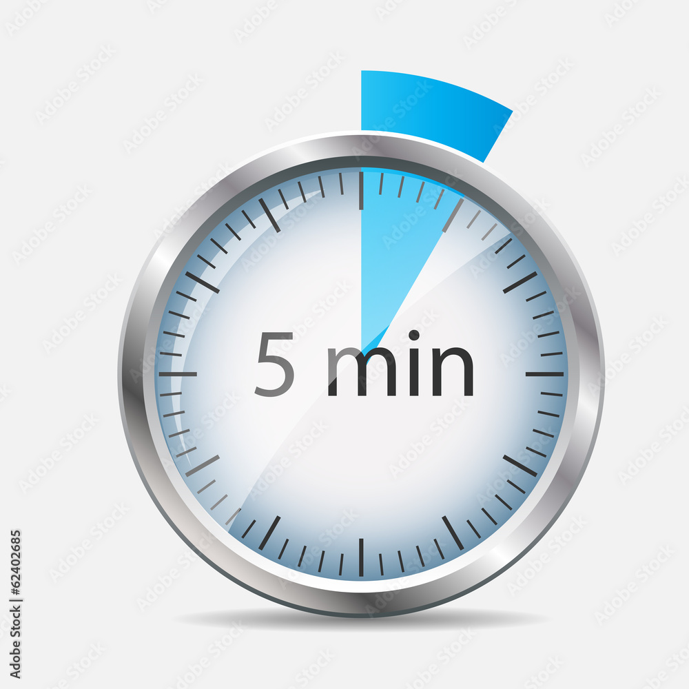 Silver Watch Designation 5 Minutes. Vector Illustration Silver Watch Designation 5 Minutes. Vector Illustration