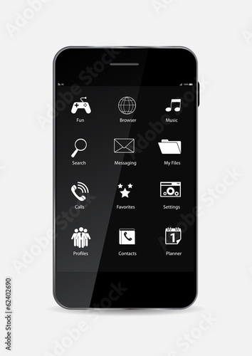 Black Mobile Phone Vector Illustration