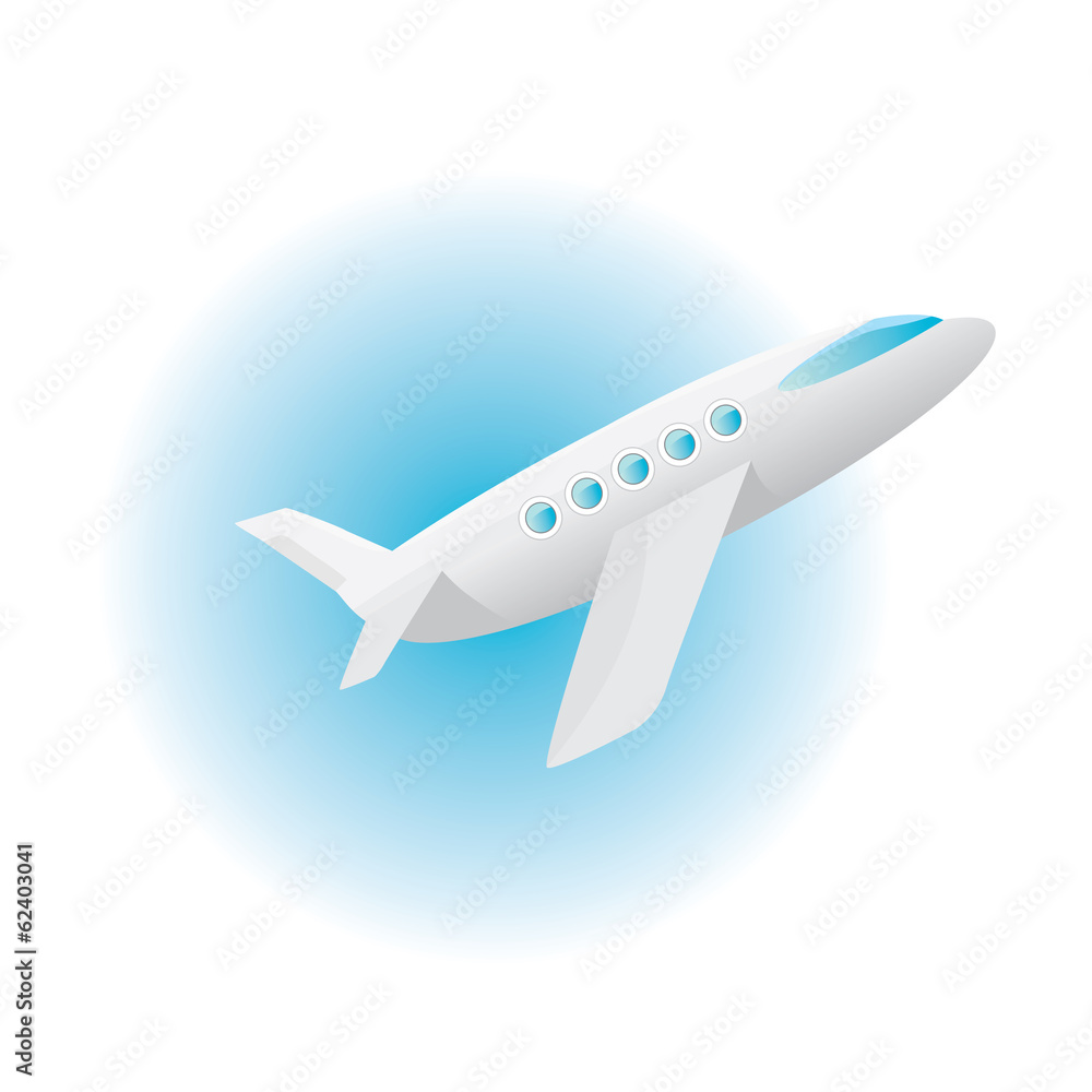 Fototapeta premium vector airplane icon. cartoon plane in blue sky