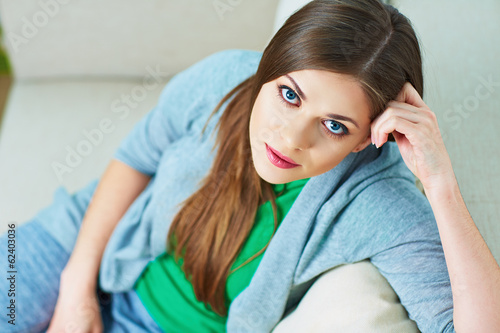 Woman relax on couch at home