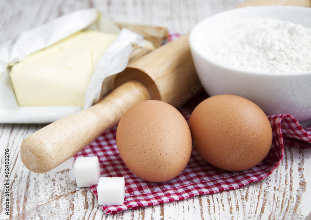 baking ingredients on a table baking ingredients on a table