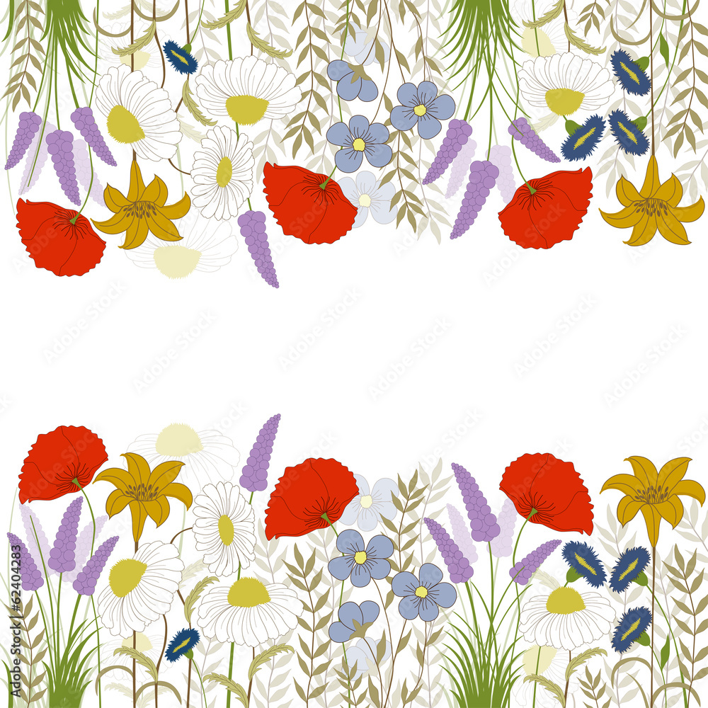 Card with colorful wild flowers Card with colorful wild flowers