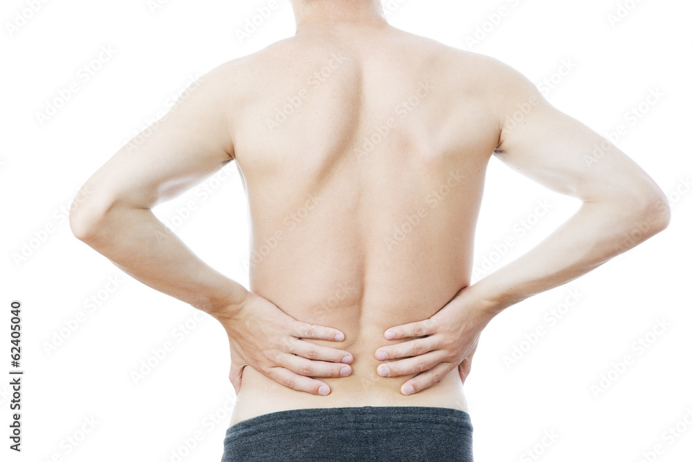 Naklejka premium Pain in the lower back in men